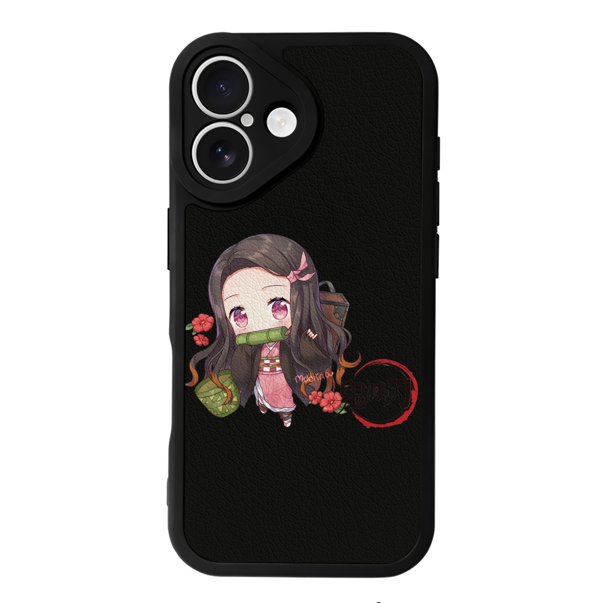 （画像用） 鬼滅の刃（きめつのやいば）竈門 禰󠄀豆子／かまど ねずこ Kamado Nezuko 【iPhone 16シリーズ対応】シリコンスマホケース（レザー調） 材質：シリコン